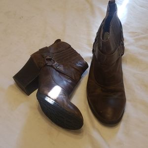 Brown leather boots